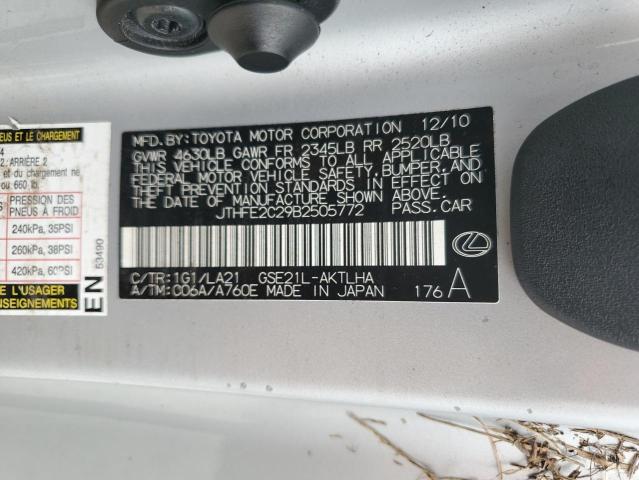 Photo 10 from auction – 2011 LEXUS IS 350 with VIN JTHFE2C29B2505772