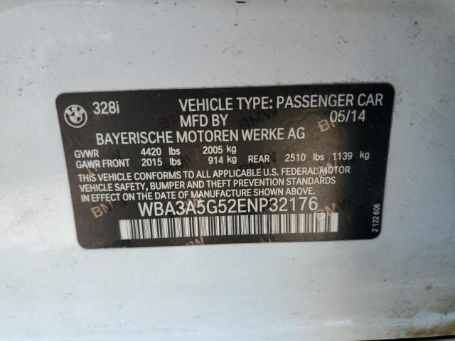 Photo 10 from auction – 2014 BMW 328 I with VIN WBA3A5G52ENP32176