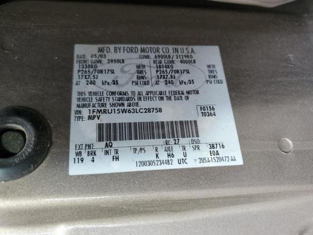 Photo 10 from auction – 2003 FORD EXPEDITION with VIN 1FMRU15W63LC28758