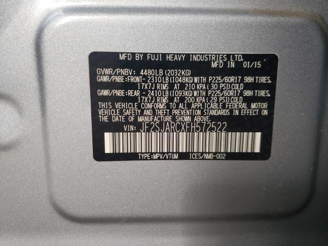 Photo 10 from auction – 2015 SUBARU FORESTER 2 with VIN JF2SJARCXFH572522