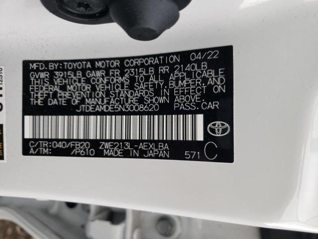 Photo 10 from auction – 2022 TOYOTA COROLLA LE with VIN JTDEAMDE5N3008620