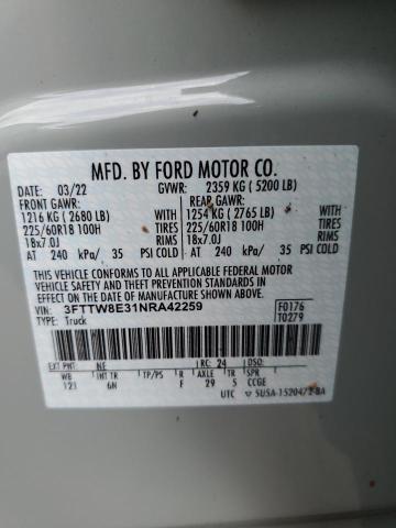 Photo 10 from auction – 2022 FORD MAVERICK X with VIN 3FTTW8E31NRA42259