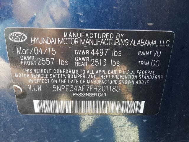 Photo 10 from auction – 2015 HYUNDAI SONATA with VIN 5NPE34AF7FH201185