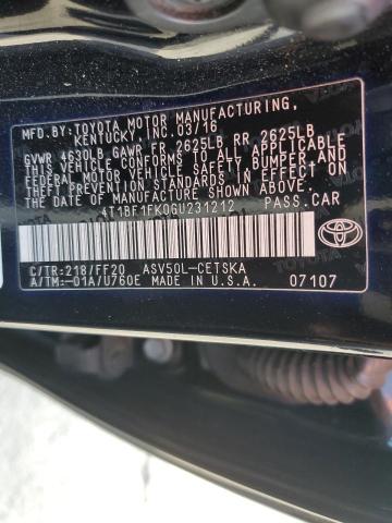 Photo 10 from auction – 2016 TOYOTA CAMRY LE with VIN 4T1BF1FK0GU231212