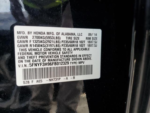 Photo 10 from auction – 2015 HONDA PILOT TOUR with VIN 5FNYF3H96FB012329