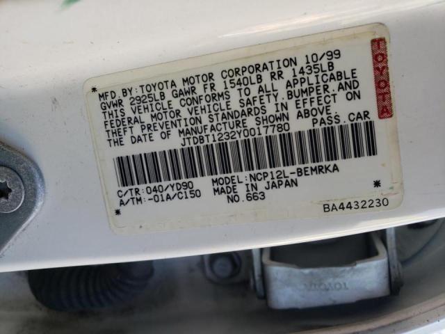 Photo 10 from auction – 2001 TOYOTA ECHO with VIN JTDBT1232Y0017780