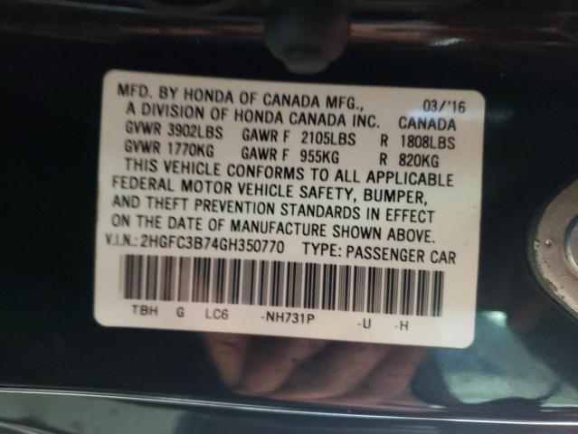 Photo 10 from auction – 2016 HONDA CIVIC EXL with VIN 2HGFC3B74GH350770