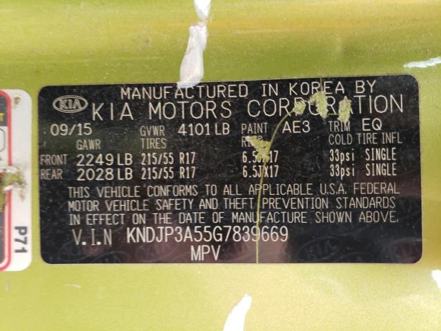 Photo 10 from auction – 2016 KIA SOUL + with VIN KNDJP3A55G7839669