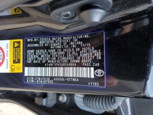 Photo 10 from auction – 2016 TOYOTA CAMRY LE with VIN 4T4BF1FK5GR540664