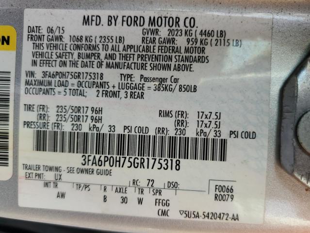 Photo 10 from auction – 2016 FORD FUSION SE with VIN 3FA6P0H75GR175318