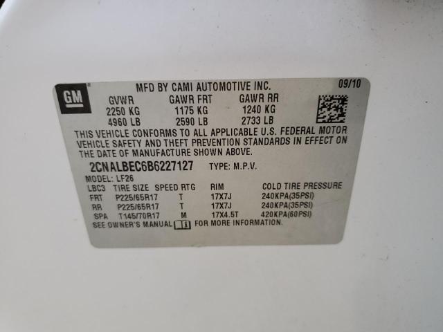 Photo 10 from auction – 2011 CHEVROLET EQUINOX LS with VIN 2CNALBEC6B6227127