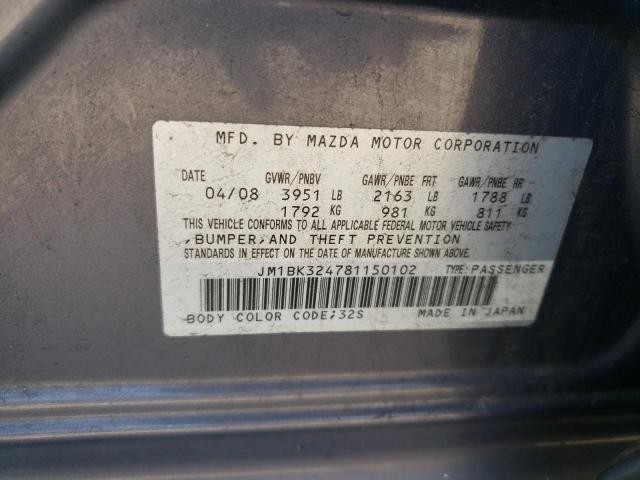 Photo 10 from auction – 2008 MAZDA 3 S with VIN JM1BK324781150102