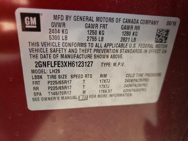 Photo 10 from auction – 2017 CHEVROLET EQUINOX LT with VIN 2GNFLFE3XH6123127