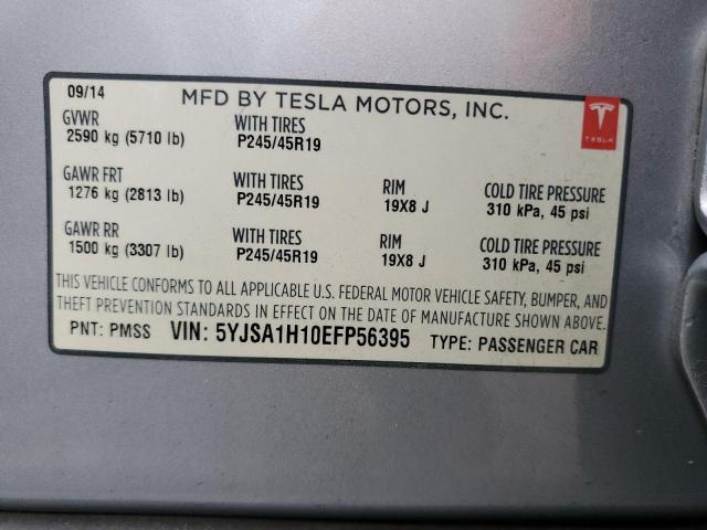 Photo 10 from auction – 2014 TESLA MODEL S with VIN 5YJSA1H10EFP56395