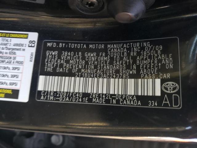 Photo 10 from auction – 2010 TOYOTA COROLLA BA with VIN 2T1BU4EE3AC243785