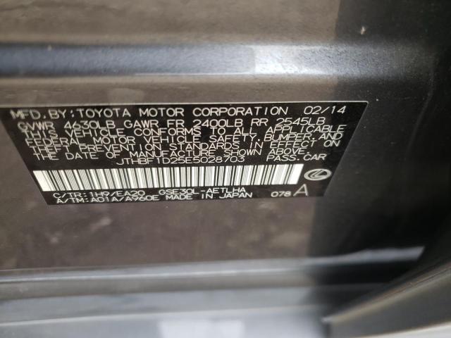 Photo 10 from auction – 2014 LEXUS IS 250 with VIN JTHBF1D25E5028703