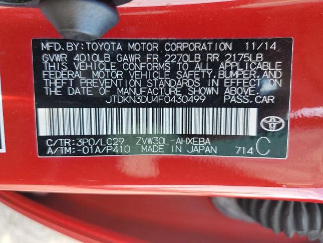 Photo 10 from auction – 2015 TOYOTA PRIUS with VIN JTDKN3DU4F0430499