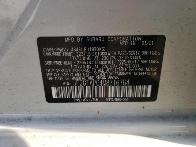 Photo 10 from auction – 2021 SUBARU CROSSTREK with VIN JF2GTAPC4M8316764