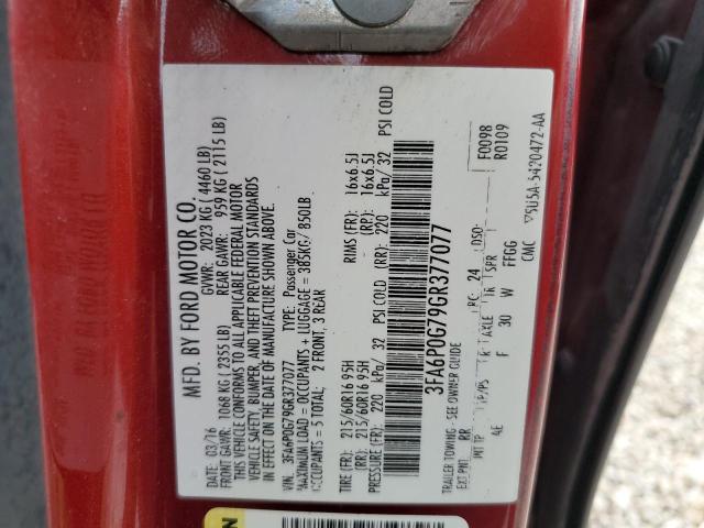 Photo 10 from auction – 2016 FORD FUSION S with VIN 3FA6P0G79GR377077