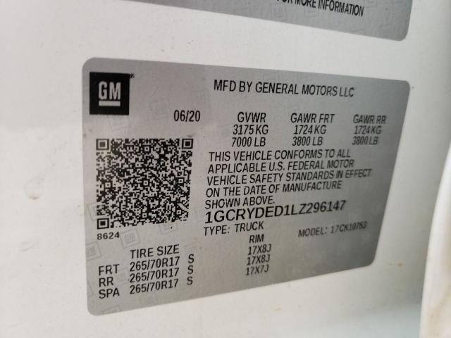 Photo 10 from auction – 2020 CHEVROLET SILVERADO with VIN 1GCRYDED1LZ296147