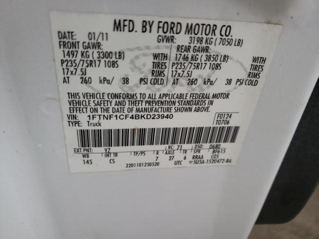 Photo 10 from auction – 2011 FORD F150 with VIN 1FTNF1CF4BKD23940