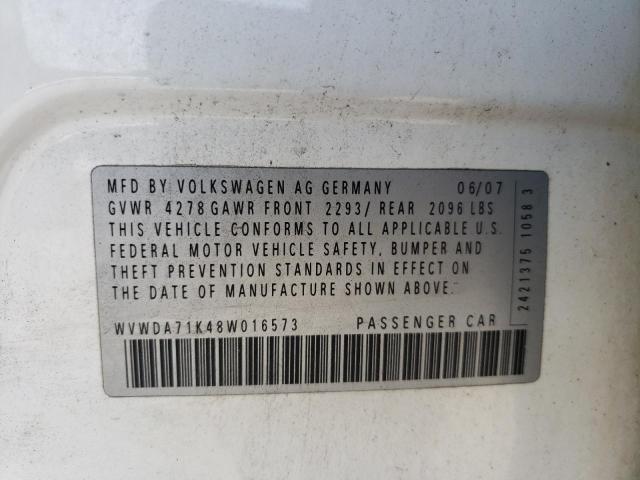 Photo 10 from auction – 2008 VOLKSWAGEN RABBIT with VIN WVWDA71K48W016573