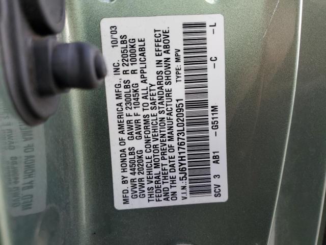 Photo 10 from auction – 2003 HONDA ELEMENT EX with VIN 5J6YH17673L020951