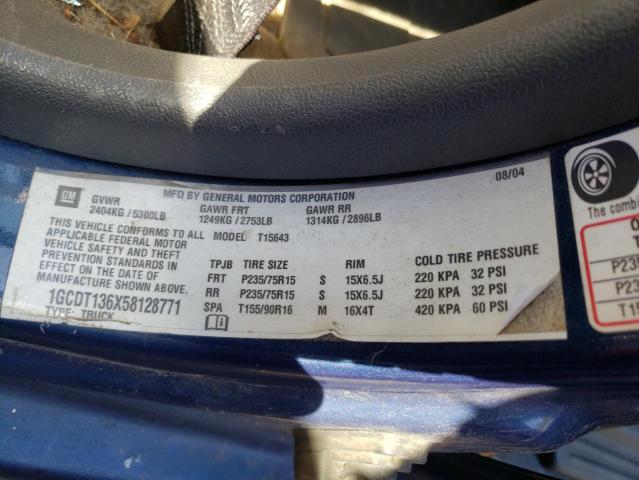 Photo 10 from auction – 2005 CHEVROLET COLORADO with VIN 1GCDT136X58128771