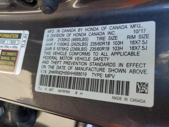 Photo 10 from auction – 2017 HONDA CR-V EX with VIN 2HKRW2H56HH688019