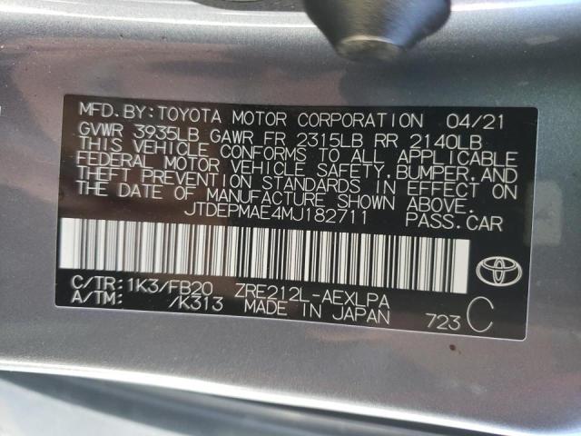 Photo 10 from auction – 2021 TOYOTA COROLLA LE with VIN JTDEPMAE4MJ182711