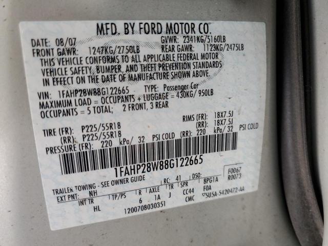 Photo 10 from auction – 2008 FORD TAURUS LIM with VIN 1FAHP28W88G122665