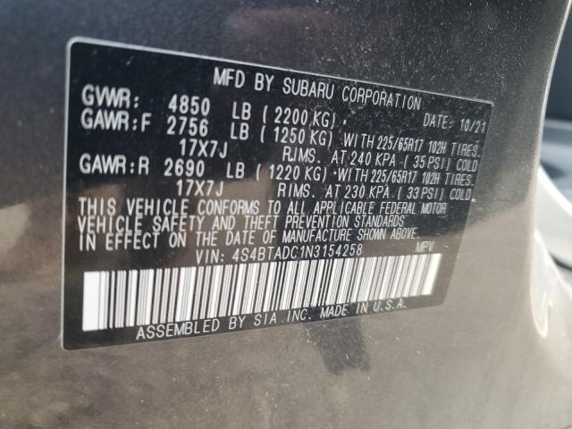 Photo 10 from auction – 2022 SUBARU OUTBACK PR with VIN 4S4BTADC1N3154258
