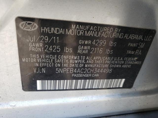 Photo 10 from auction – 2012 HYUNDAI SONATA GLS with VIN 5NPEB4AC2CH344498