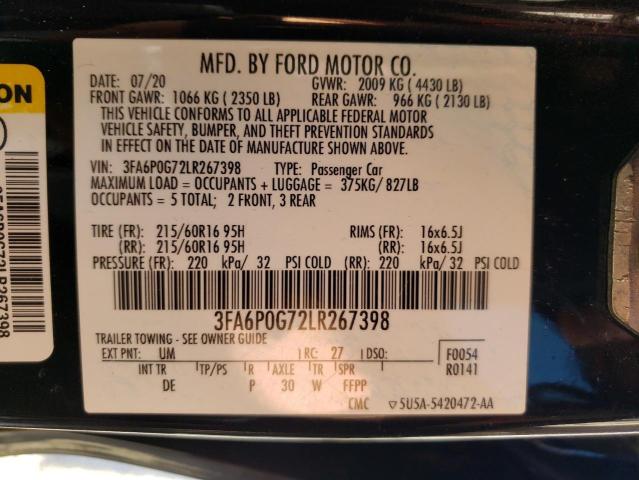 Photo 10 from auction – 2020 FORD FUSION S with VIN 3FA6P0G72LR267398