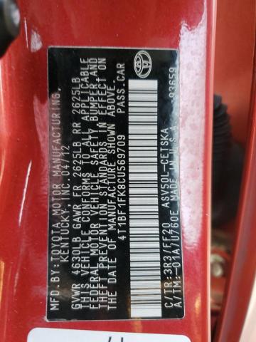 Photo 10 from auction – 2012 TOYOTA CAMRY BASE with VIN 4T1BF1FK8CU569709