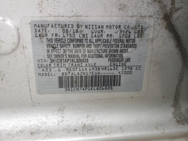 Photo 10 from auction – 2019 NISSAN VERSA S with VIN 3N1CN7AP1KL806828