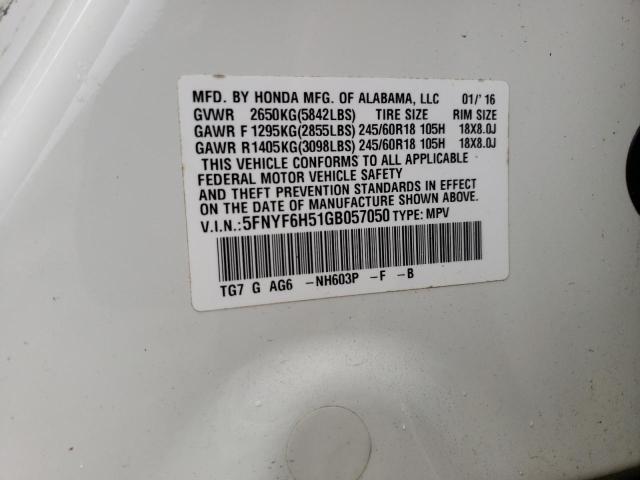 Photo 10 from auction – 2016 HONDA PILOT EXL with VIN 5FNYF6H51GB057050