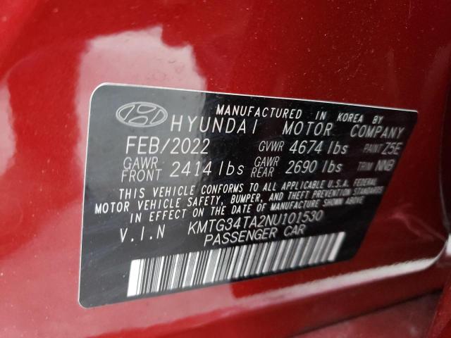 Photo 10 from auction – 2022 GENESIS G70 BASE with VIN KMTG34TA2NU101530