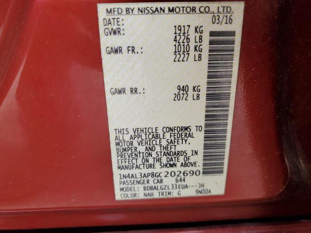 Photo 10 from auction – 2016 NISSAN ALTIMA 2.5 with VIN 1N4AL3AP8GC202690