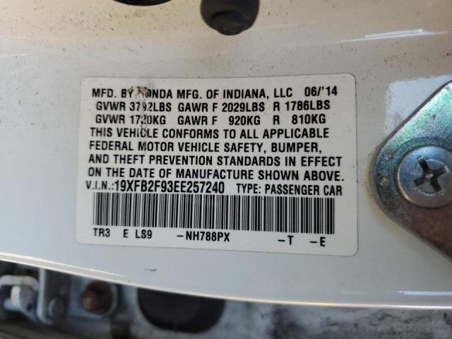 Photo 10 from auction – 2014 HONDA CIVIC EXL with VIN 19XFB2F93EE257240