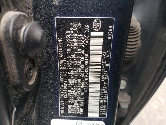 Photo 10 from auction – 2012 TOYOTA CAMRY BASE with VIN 4T1BF1FK5CU596480