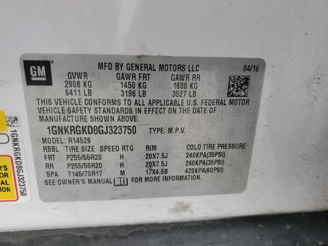 Photo 10 from auction – 2016 CHEVROLET TRAVERSE L with VIN 1GNKRGKD8GJ323750