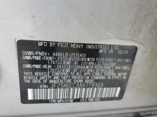 Photo 10 from auction – 2010 SUBARU FORESTER 2 with VIN JF2SH6CC8AH779369