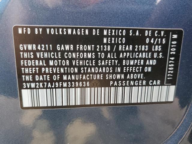 Photo 10 from auction – 2015 VOLKSWAGEN JETTA BASE with VIN 3VW2K7AJ9FM339636