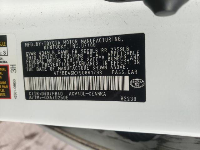 Photo 10 from auction – 2009 TOYOTA CAMRY BASE with VIN 4T1BE46K79U861798