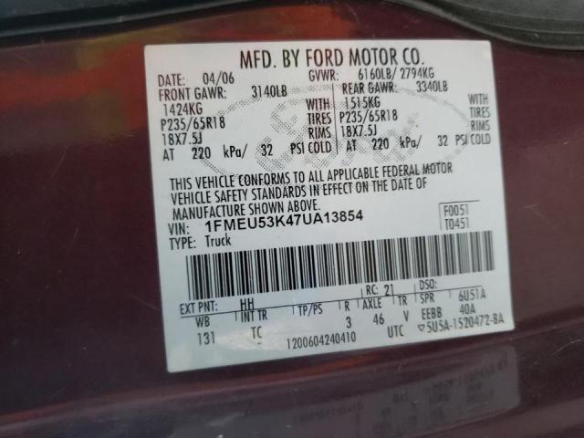 Photo 10 from auction – 2007 FORD EXPLORER S with VIN 1FMEU53K47UA13854