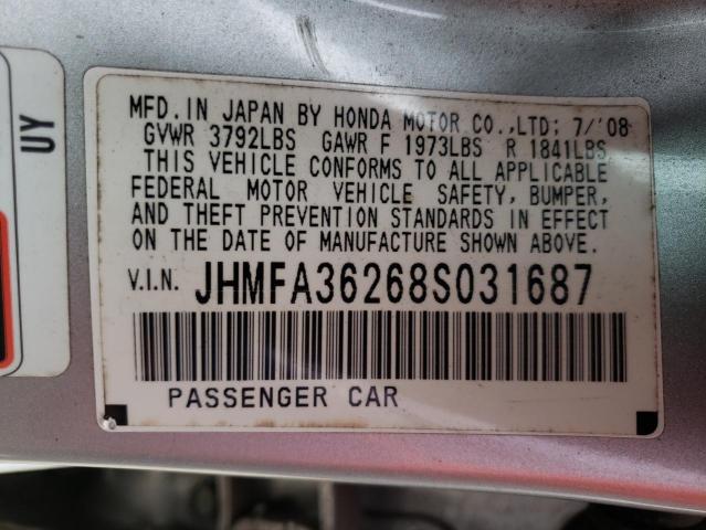 Photo 10 from auction – 2008 HONDA CIVIC HYBR with VIN JHMFA36268S031687