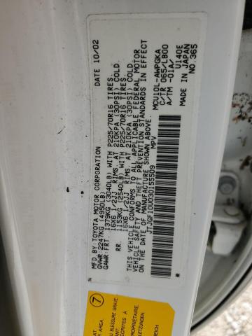 Photo 10 from auction – 2003 LEXUS RX 300 with VIN JTJGF10U030155509
