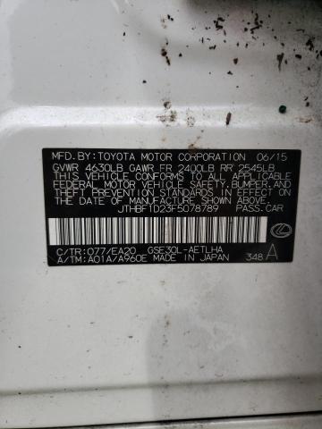 Photo 10 from auction – 2015 LEXUS IS 250 with VIN JTHBF1D23F5078789