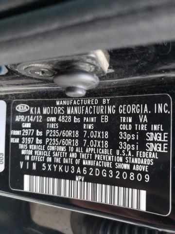 Photo 10 from auction – 2013 KIA SORENTO EX with VIN 5XYKU3A62DG320809